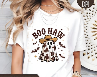 Cow Print Ghost PNG: Western Halloween Sublimation Design (Digital Download)