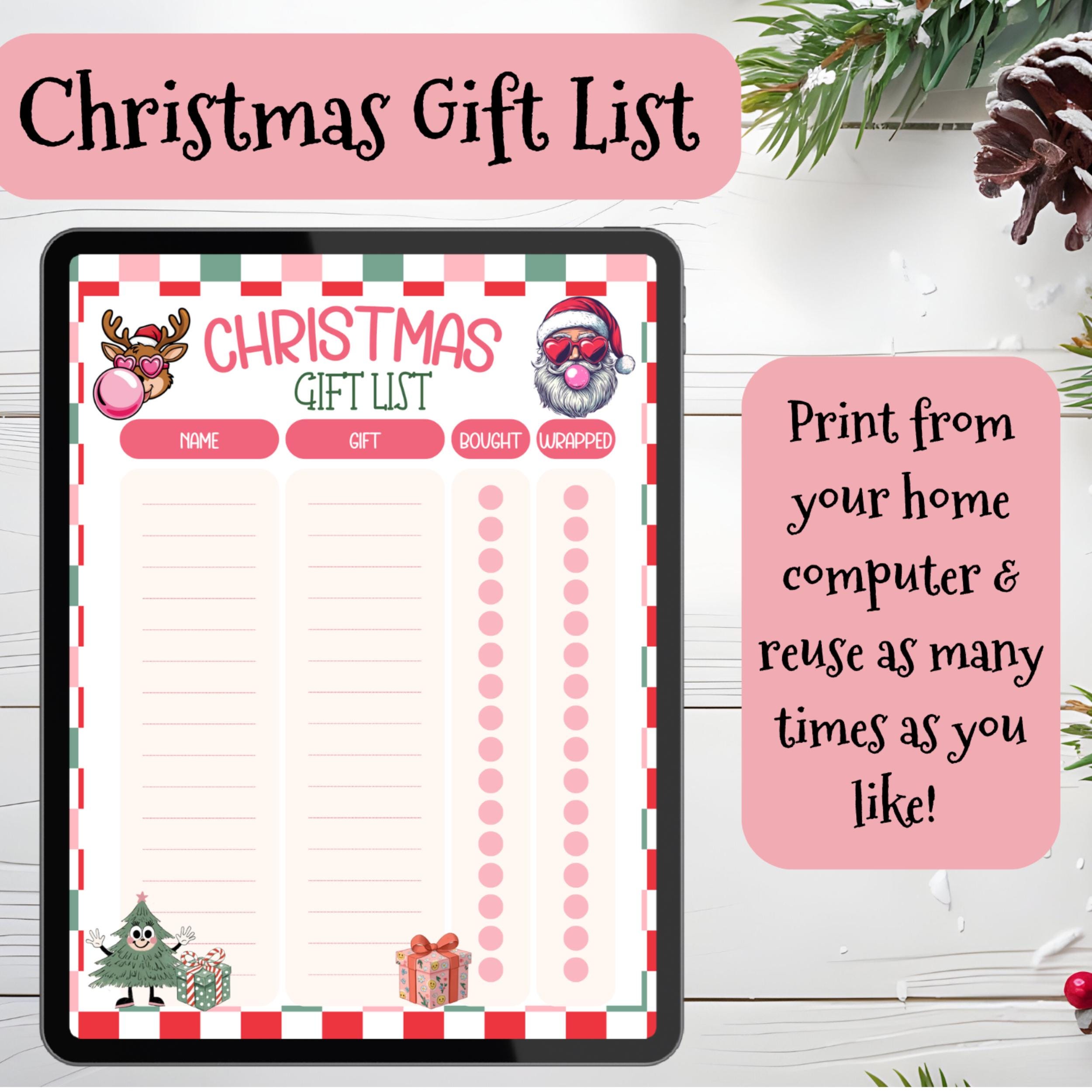Printable Gift List christmas Wish List Printable kids Christmas List Printable Gift List christmas Wish List Printable kids Christmas List