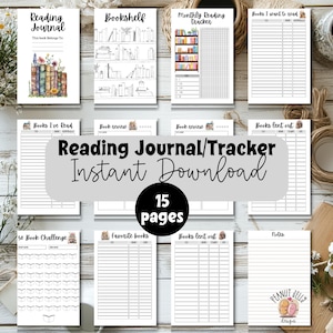 Book Reading Planner Printable, Reading Journal Tracker, Book List, Monthly Reading Journal, Book Review Log Book, Reading Tracker Template