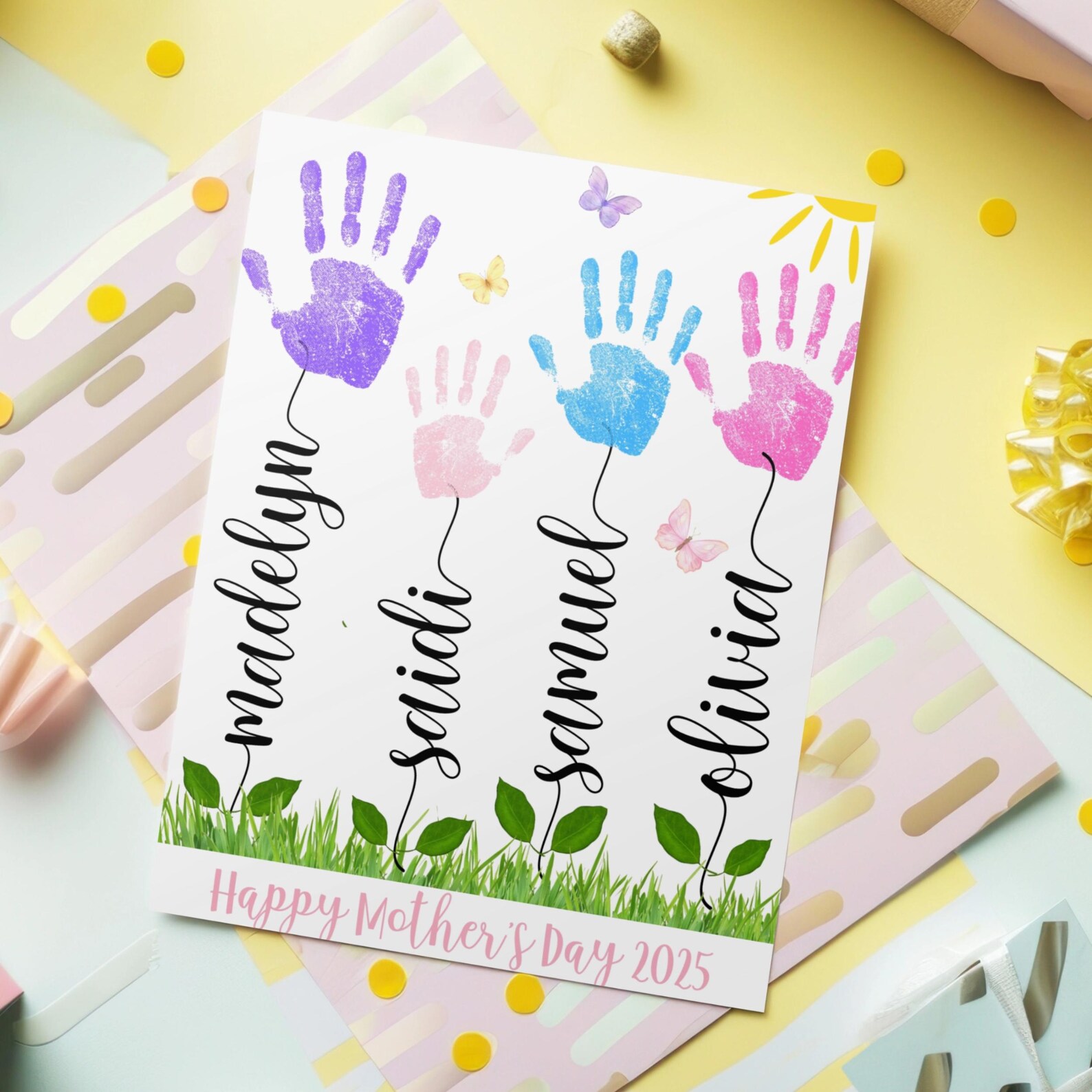 Mother's Day Handprint Art, Custom Name Hand Print Craft From Kids for ...