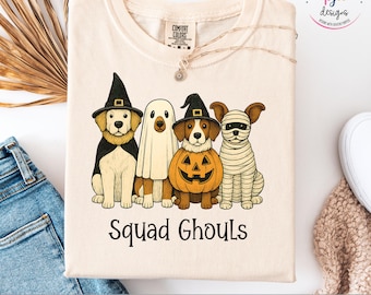 Squad Ghouls Halloween Dog PNG: Funny Costume Clipart (Digital Download