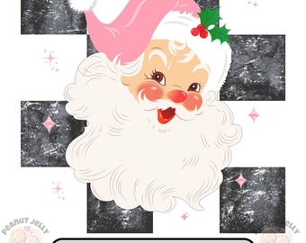 PNG de Papá Noel rosa retro, diseño navideño a cuadros (descarga digital)