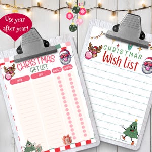 Druckbare Geschenkliste, Weihnachtswunschliste druckbare, Kinderweihnachtsliste, Geschenkliste, druckbare Weihnachtsliste, Feiertagswunschliste, Liste für Santa
