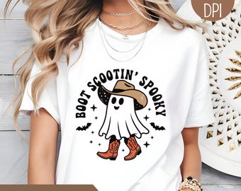 Cowboy Ghost PNG: Retro Cowgirl Halloween Design (Digital Download)