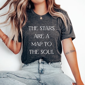 T-shirt magische ster, shirt astrologie, shirt Crescent Space Lover, shirt inspirerend citaat, motiverend, Star Stuff, shirt sterrenkaart