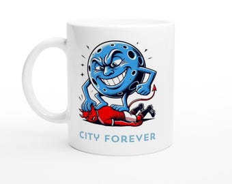 MANCHESTER CITY FC inspired football fan supporter mug ‘Secret Santa’ gift ideas Citizens Man City Maine Road