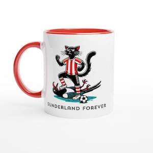 SUNDERLAND AFC inspired FOOTBALL mug supporter fan gift ideas &#39;secret Santa&#39; &#39;black cats&#39; mackems &#39;stadium of light&#39;