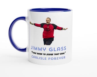 CARLISLE UNITED FC inspired football mug Jimmy Glass gift ideas Cumbrians Cumbria Secret Santa