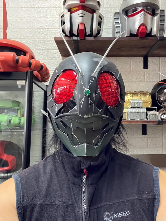仮面ライダー風マスク ヘルメット中国限定 3Dプリントマスク仮面ライダーブラックサンシャドームーンコスプレLED