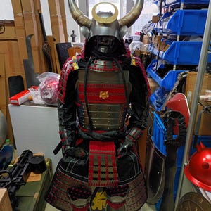 Japan Samurai Armor design 1-4 cosplay metal helmet gauntlet pauldron body plate