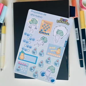 Hoja de Stickers “Propósitos de Año Nuevo” - Ejercicio y Bienestar
