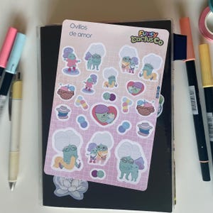 Hoja de Stickers “Ovillos de Amor” - Stickers Tiernos de Cactus para Planner, Scrapbooking y Manualidades