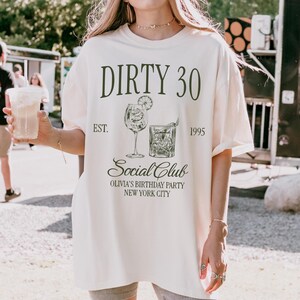 Chemise personnalisée pour 30e anniversaire • Chemise Dirty 30 • Chemise de fête pour 30e anniversaire • Chemise de cocktail Social Club • Chemises d'anniversaire assorties pour elle
