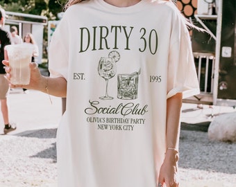 Personalized 30th birthday shirt • Dirty 30 shirt • 30th birthday party shirt • Social Club cocktail shirt •Matching birthday shirts for her