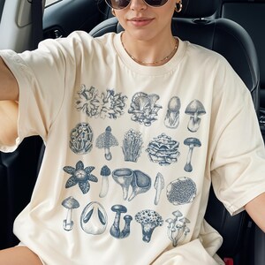 Mushrooms Vintage Style Shirt • Retro Botanical Cottagecore Tee • Fungi Lover Gift • Retro Aesthetic Nature Shirt • Dark Academia • Y2K Tee image 1