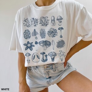 Mushrooms Vintage Style Shirt • Retro Botanical Cottagecore Tee • Fungi Lover Gift • Retro Aesthetic Nature Shirt • Dark Academia • Y2K Tee image 2