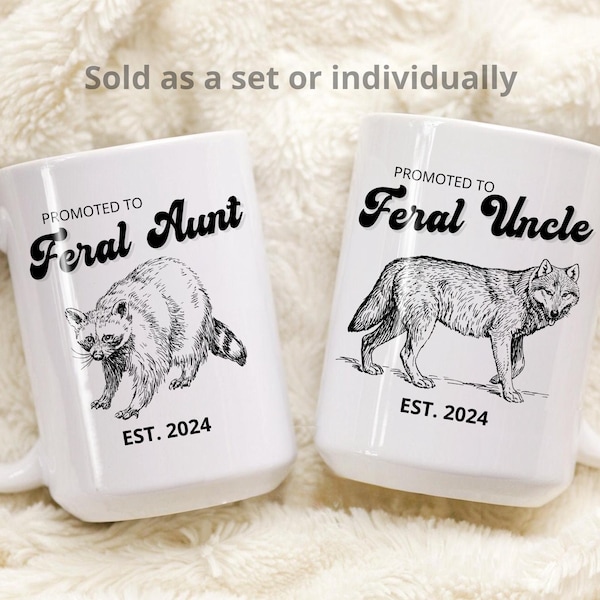 Tazza retrò "Promosso a zia selvaggia" • Tazza retrò "Promosso a zio selvaggio" • Regalo fantastico per lo zio • Regalo fantastico per la zia • Annuncio del nuovo zio