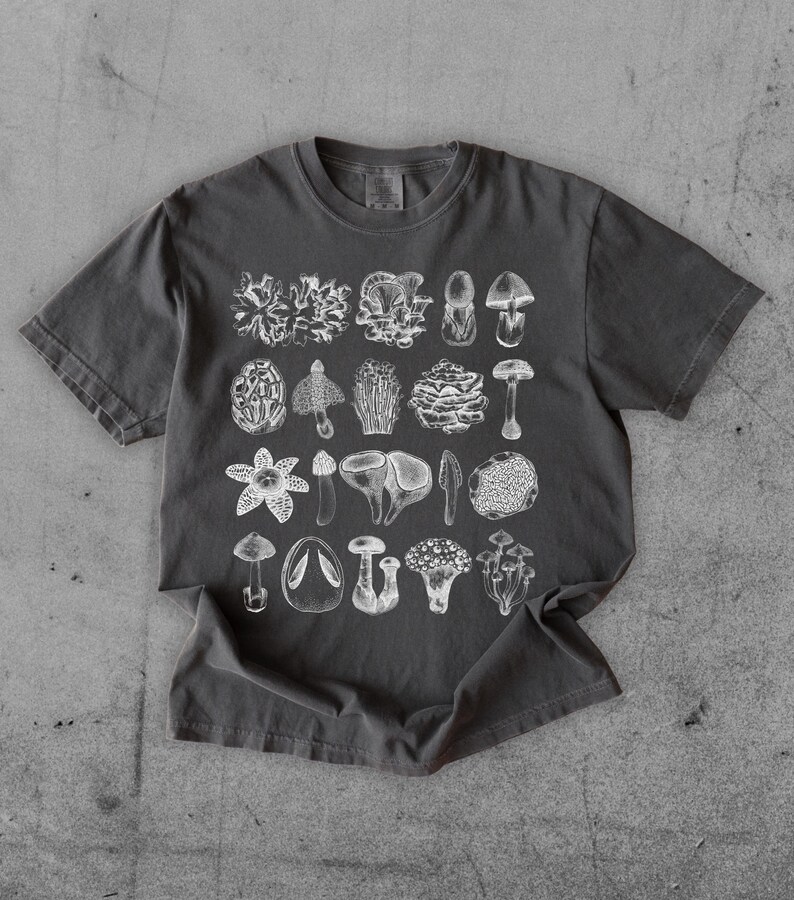 Mushrooms Vintage Style Shirt • Retro Botanical Cottagecore Tee • Fungi Lover Gift • Retro Aesthetic Nature Shirt • Dark Academia • Y2K Tee image 4