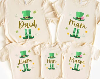 Personalized St Patrick’s Day Shirt & Sweatshirt • Custom Name Irish Shirt • Leprechaun Design Family Gift