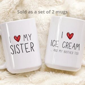Set of 2 personalized for siblings / Sister to Brother Gift / Sibling Joke Mug / Funny Gift for Brother / Brotherly Love Mug / Gift for Him