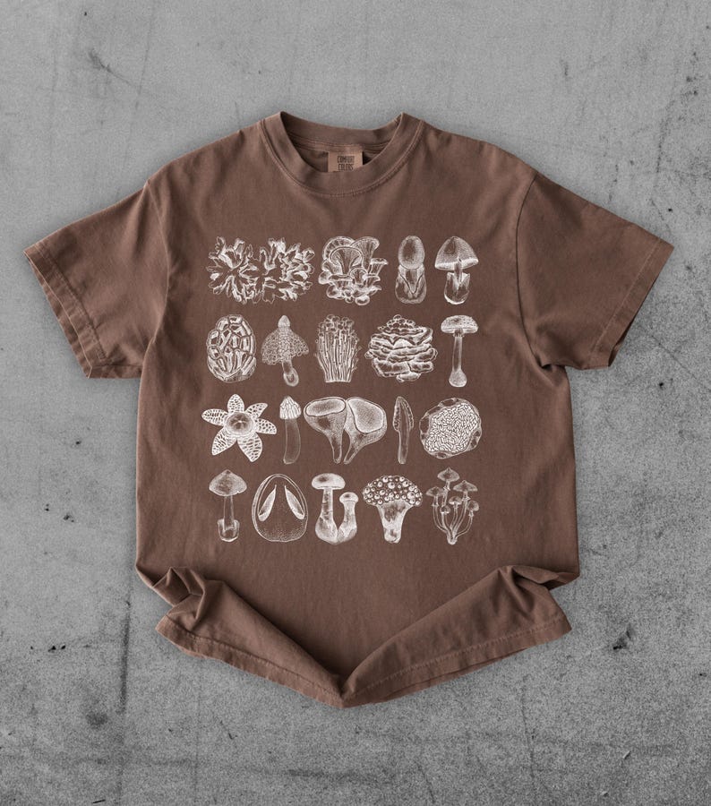 Mushrooms Vintage Style Shirt • Retro Botanical Cottagecore Tee • Fungi Lover Gift • Retro Aesthetic Nature Shirt • Dark Academia • Y2K Tee image 6