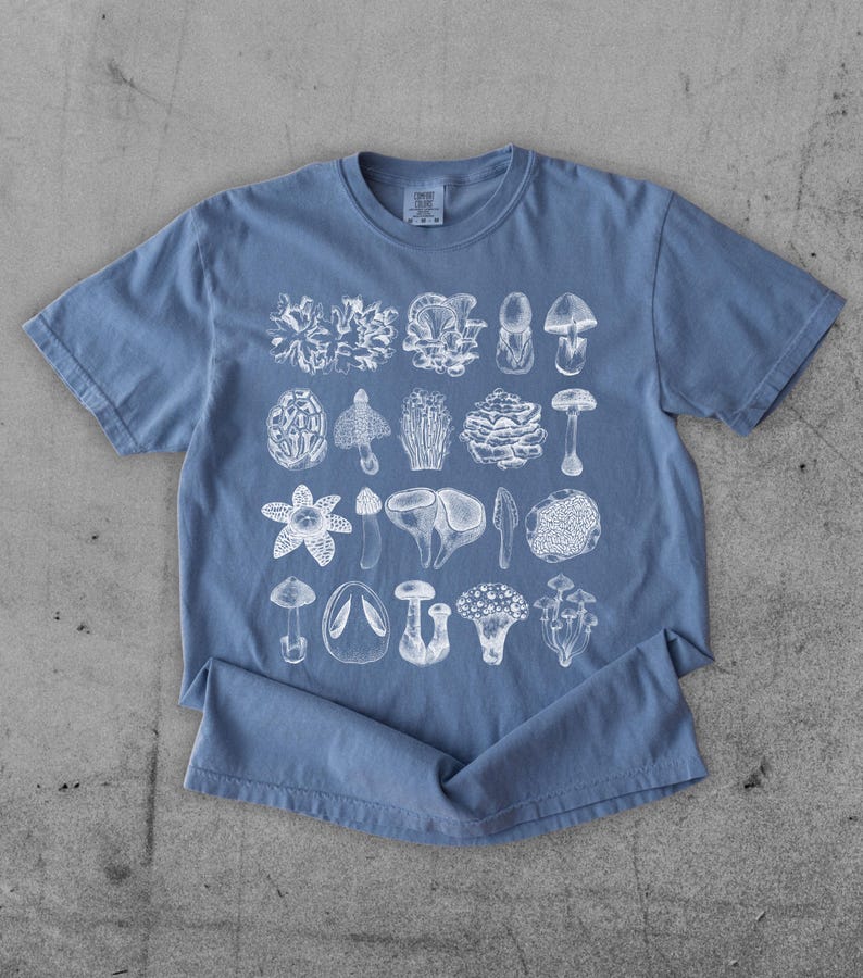 Mushrooms Vintage Style Shirt • Retro Botanical Cottagecore Tee • Fungi Lover Gift • Retro Aesthetic Nature Shirt • Dark Academia • Y2K Tee image 5