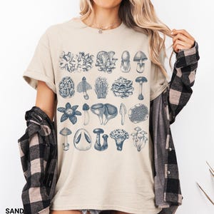 Mushrooms Vintage Style Shirt • Retro Botanical Cottagecore Tee • Fungi Lover Gift • Retro Aesthetic Nature Shirt • Dark Academia • Y2K Tee image 3