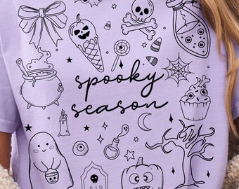 Spooky Season PNG, Halloween Doodle PNG, Cute Halloween Shirt Design, Coquette Spooky PNG, Halloween Sublimation File, Digital Print