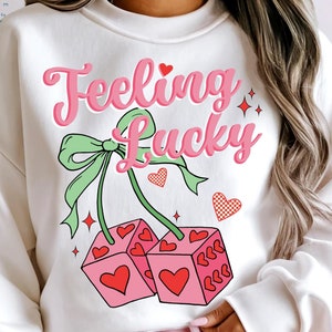Feeling Lucky PNG: Retro Würfel, trendige Sublimation (Digitaldruck)