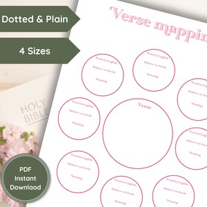 Daily Verse Mapping Template Bible Study Guide for Beginner Bible Worksheet Verse Map Template for Women Cute Scripture Mapping Journal