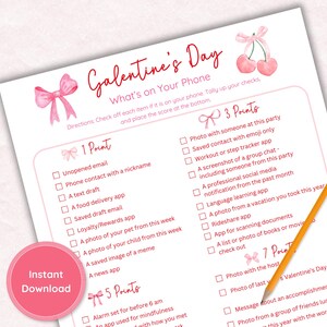 What's On Your Phone Galentines Game Girls Night Scavenger Hunt Ladies Night Scavenger Hunt Printable Coquette Scavenger Hunt for Adults