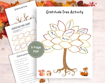 Gratitude Tree Craft Activity for Kids Printable Thankful Tree Cut and Paste Activity Classroom Thanksgiving Activity Holiday Craft