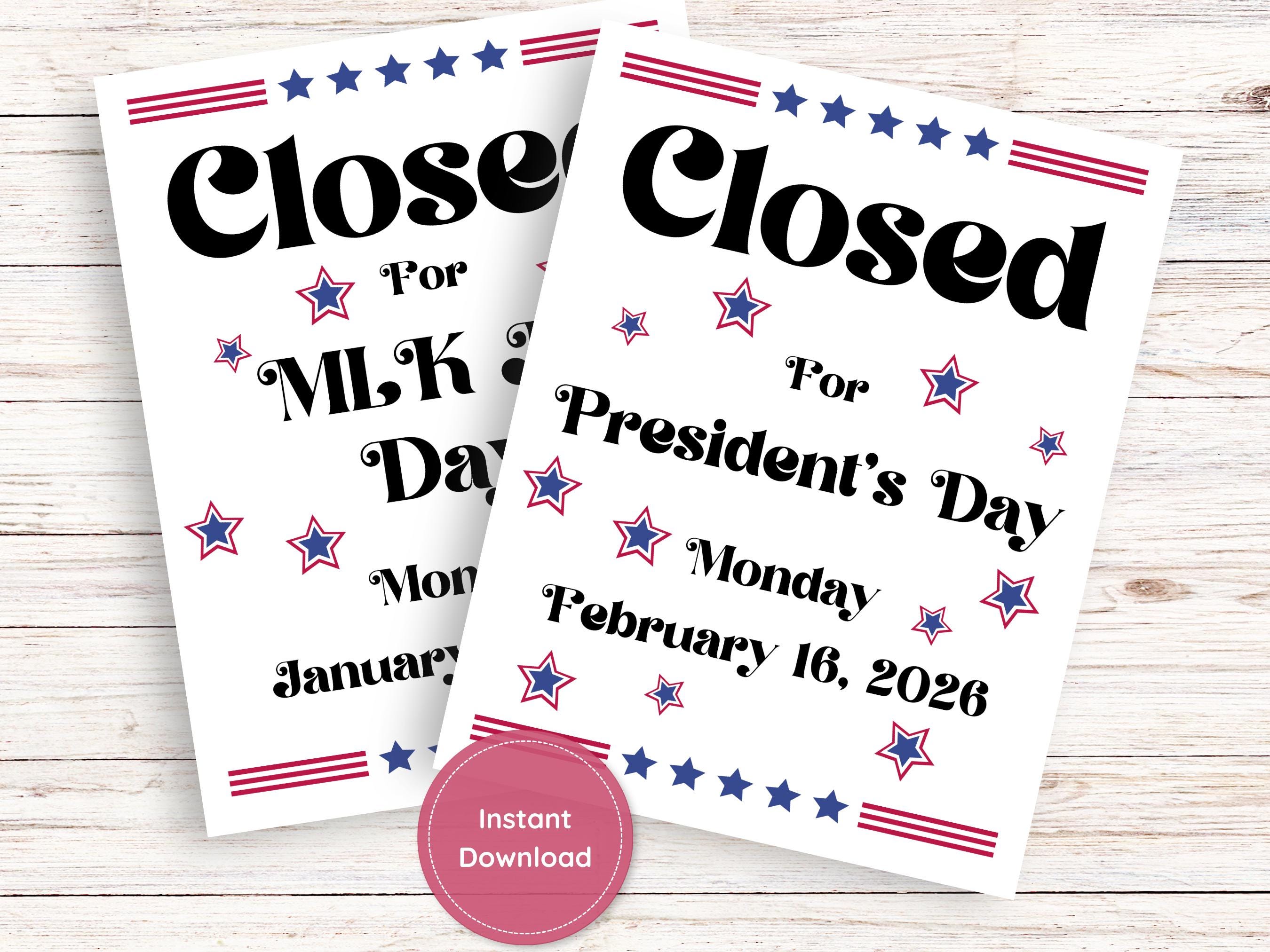 closed sign for presidents day - etsy