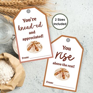 Sourdough Loaf Thank You Gift Tags for Coworker, Family, Friends Appreciation Gift or Christmas Gift or Housewarming Sourdough Gifts