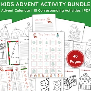 Advent Calendar Family Christmas Countdown 2025 Coloring Activities Kids Scavenger Hunt Color by Number Christmas Crafts Letter to Santa