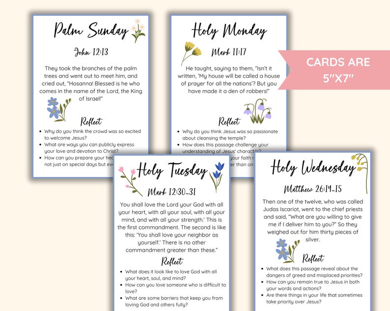 Holy Week Scripture Cards for Family Devotional Time Easter Story Cards ...