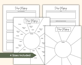 Verse Mapping Template Printable Bible Study Guide Notes Ideas SOAP Bible Reading Aesthetic Scripture Notebook Template for Womens Study