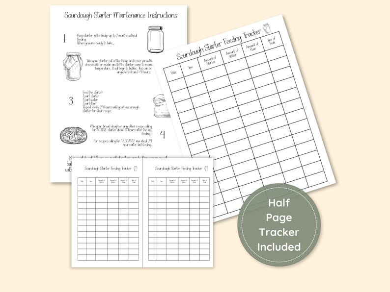 Tracking Rodent Flour Using Sourdough Starter Tracker Log, Sourdough Maintenance Instructions ...
