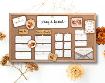 Fall Gratitude Prayer Board Starter Kit for Women Christian Bulletin Vision Board Collage Kit Autumn Prayer Board Coffee Kit Printable