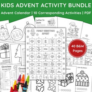 Calendario de Adviento para niños, Cuenta regresiva para Navidad 2025, Actividades, Búsqueda del tesoro para niños, Colorear por números, Manualidades navideñas, Carta a Papá Noel, Lista de agradecimientos
