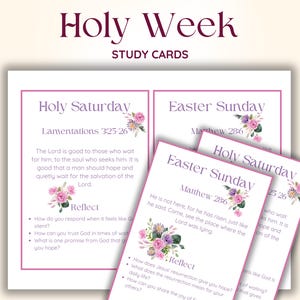 Heilige Week Bloemen Schriftkaarten voor familie Devotionele tijd Paasverhaalkaarten voor christelijke vrouwen Studiekaarten afdrukbaar voor kerkgroep