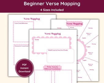 Verse Mapping Template Printable for Bible Study Notes Scripture Mapping Guide for Aesthetic Christian Journal or Cute Devotional Planner