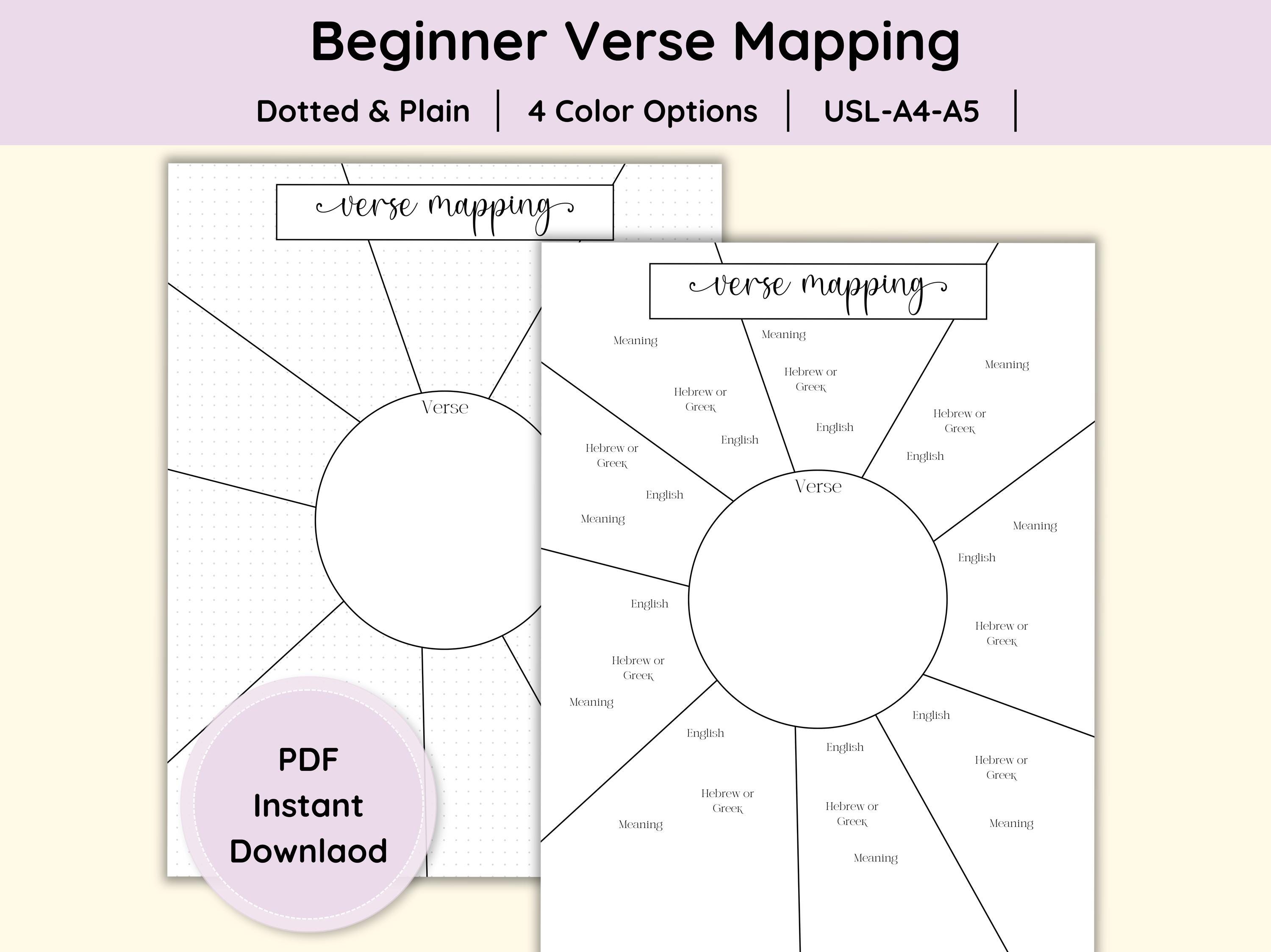 Bible Verse Mapping Template Beginner Worksheet Study Guide Verse Map ...