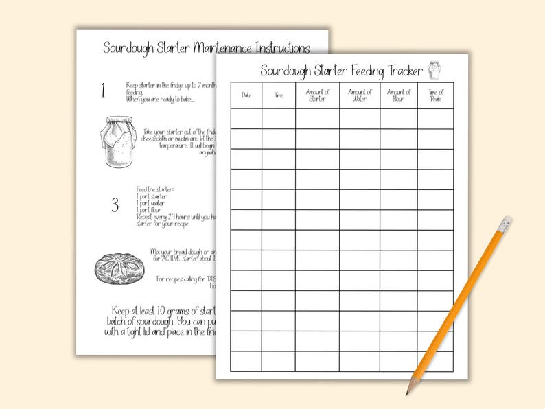 Tracking Rodent Flour Using Sourdough Starter Tracker Log, Sourdough Maintenance Instructions ...