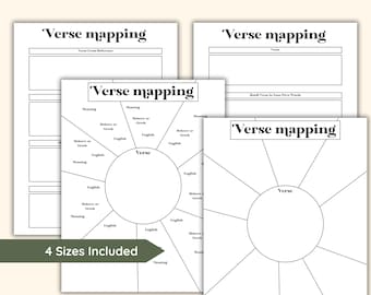 Verse Mapping Printable for Bible Study Notes and Scripture Mapping Guide for Aesthetic Christian Journal or Cute Devotional Planner