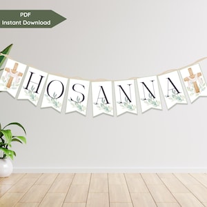 Hosanna Easter Printable Banner Christian Easter Decor Easter Garland Easter Celebration Banner for Church Palm Sunday Church Decoration