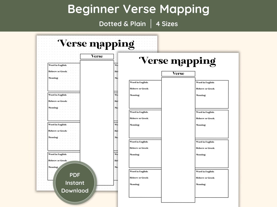 Bible Study Guide Verse Mapping Template Beginner Bible Worksheet Verse ...