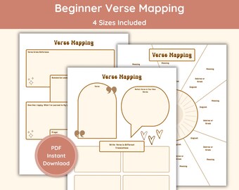 Boho Verse Mapping Printable for Bible Study Notes and Scripture Mapping Guide for Aesthetic Christian Journal or Cute Devotional Planner