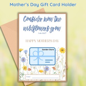 Porta carte regalo per la festa della mamma per la nonna cristiana, regalo religioso premuroso, versetto biblico di Luca 12 Considera come crescono i fiori selvatici