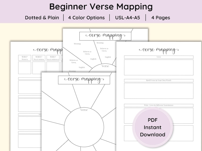 Bible Verse Mapping Template Beginner Bible Worksheet Study Guide Verse ...